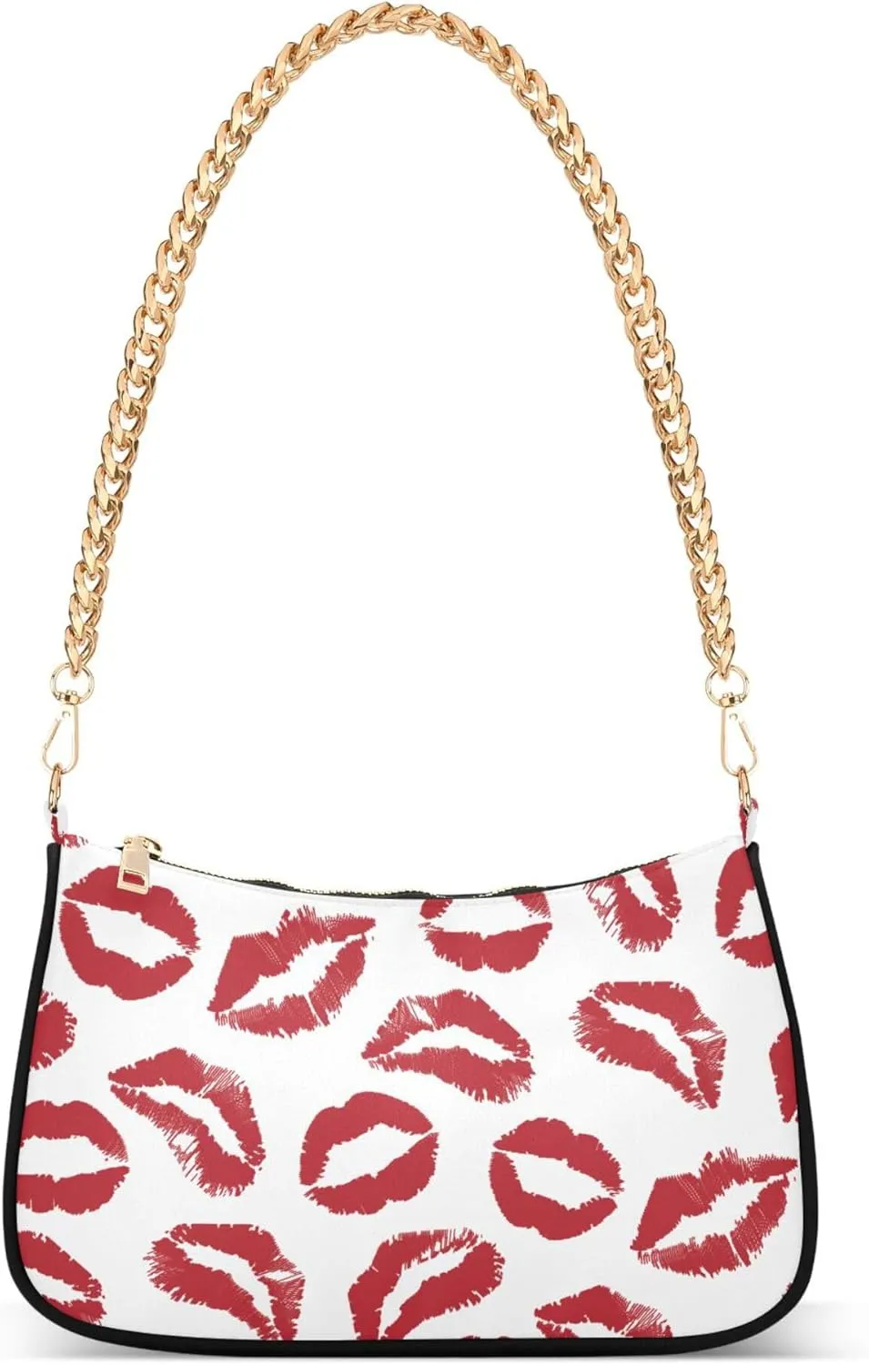 Women's Handbags Tote Crossbody Bag Stylish Purse Ladies Shoulder Bag Handbag Red Lipstick Kiss Crescent Bag