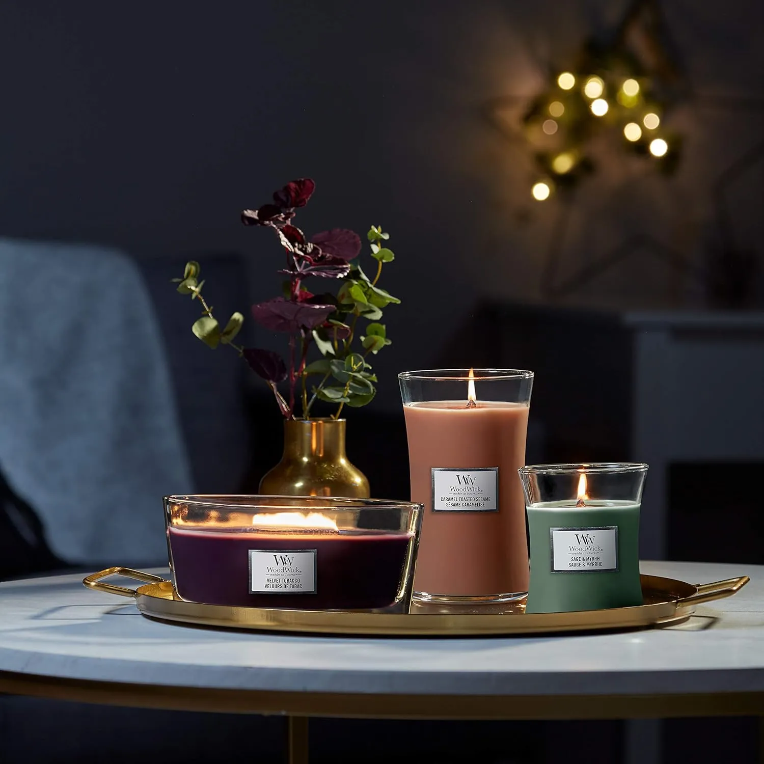WoodWick Large Hourglass Scented Candle with Crackling Wick | Lavender & Cedar | Up to 130 Hours Burn Time