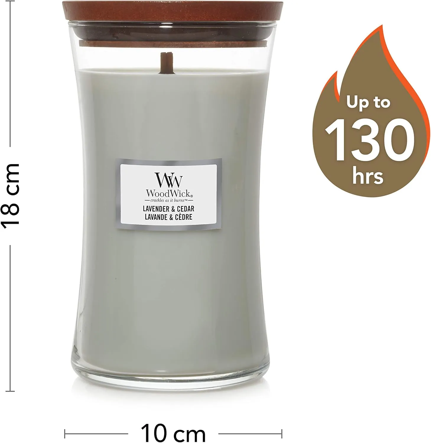 WoodWick Large Hourglass Scented Candle with Crackling Wick | Lavender & Cedar | Up to 130 Hours Burn Time