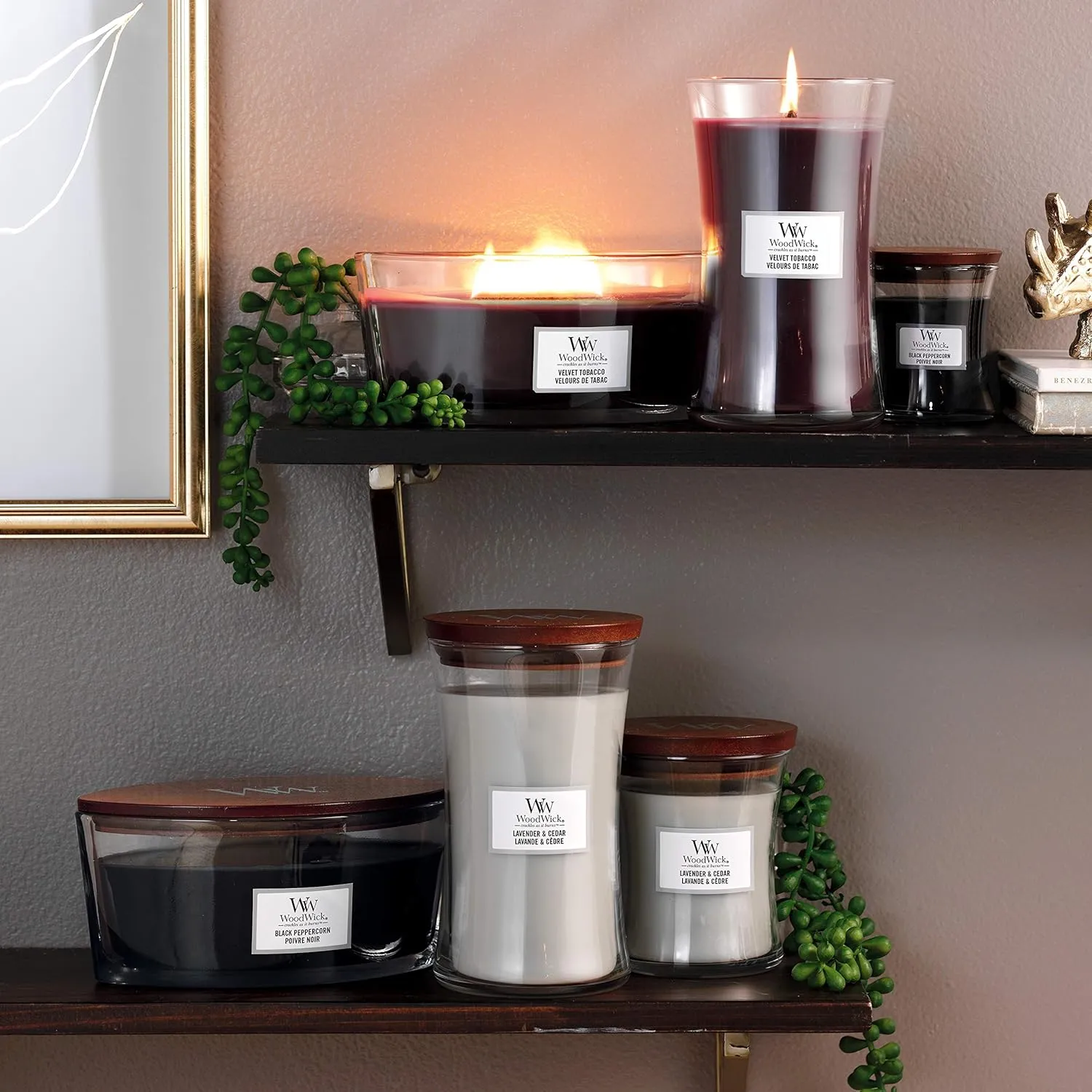 WoodWick Large Hourglass Scented Candle with Crackling Wick | Lavender & Cedar | Up to 130 Hours Burn Time