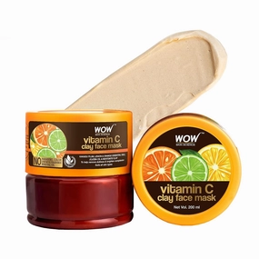 WOW Skin Science Vitamin C Clay Face Mask – Anti-aging, Hydrating, Brightening & Purifying Masque - Pore Refining Bentonite Clay Mask - For All Skin Types - Facial Mask for Dark Spots - 200 ml