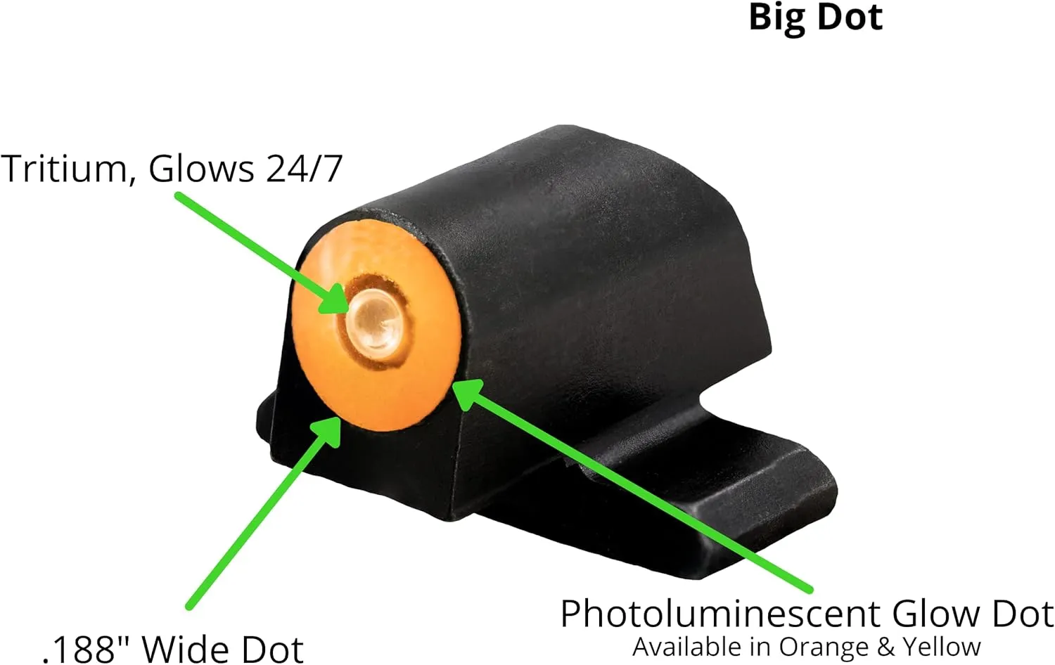 XS Sights DXT2 Big Dot Night Sight for CZ, Sig, HK Pistols, Front and Rear Glow in The Dark Tritium for Tactical Applications