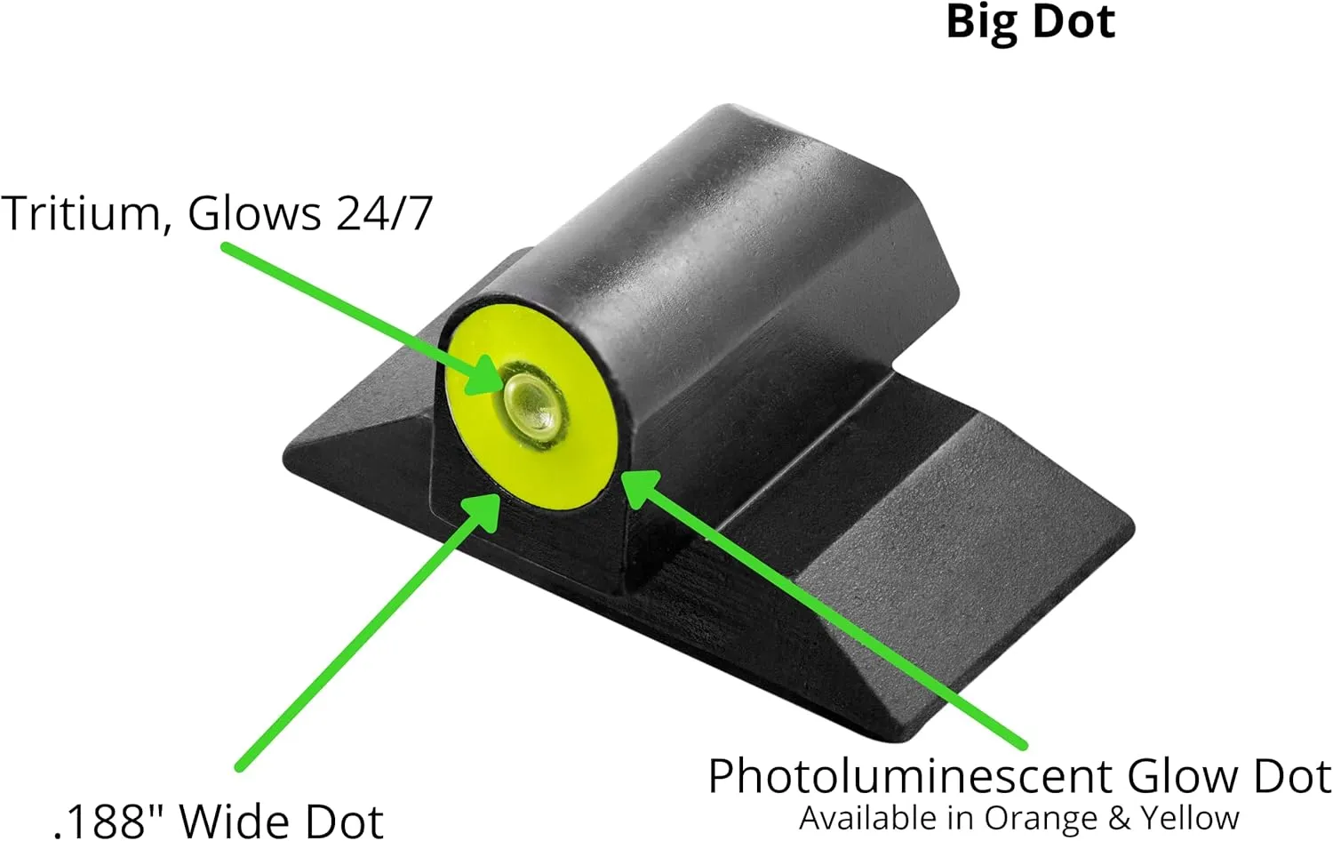 XS Sights DXT2 Big Dot Night Sight for CZ, Sig, HK Pistols, Front and Rear Glow in The Dark Tritium for Tactical Applications
