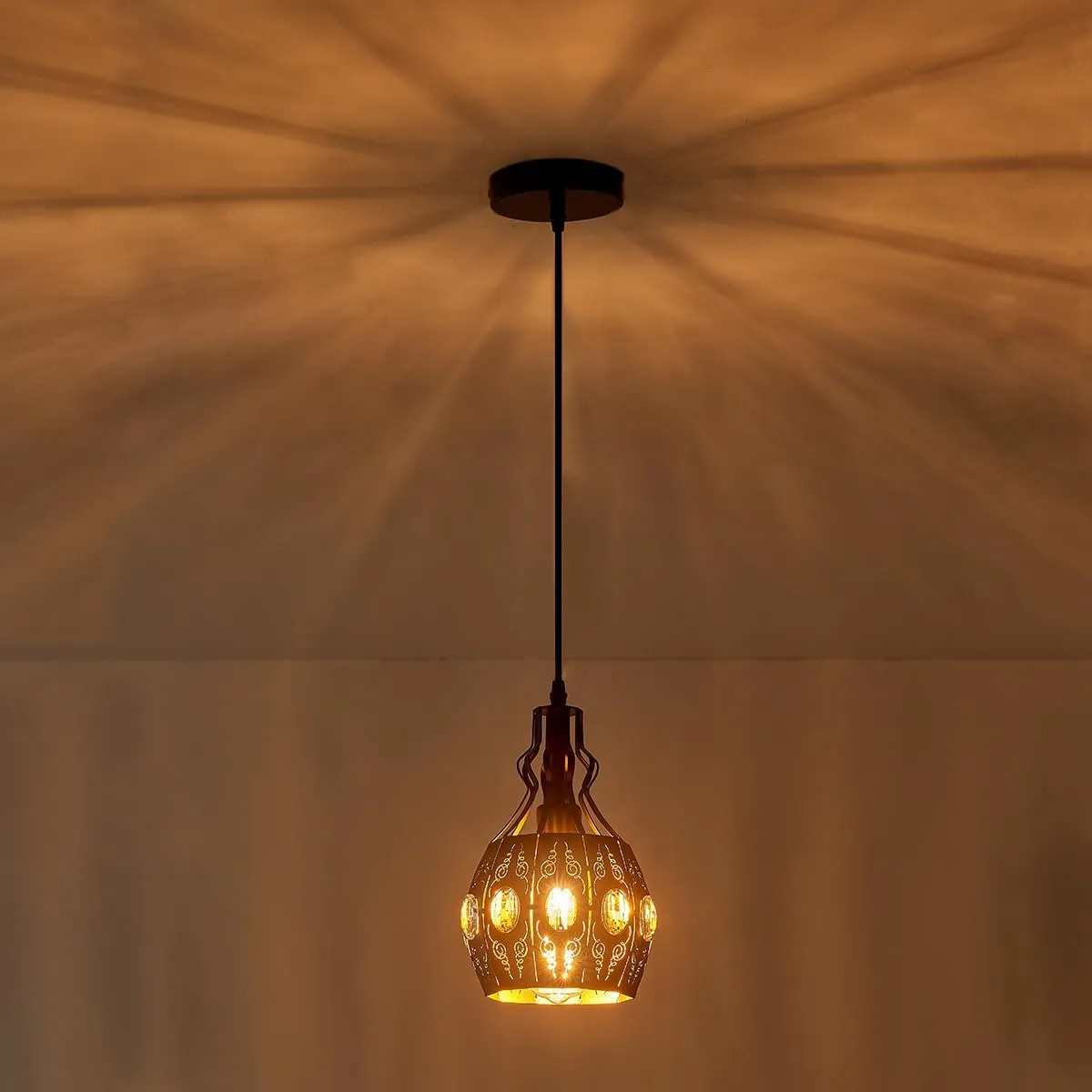 YLONG-ZS Black Pendant Lights Bedroom Restaurant 2 PK, Farmhouse Kitchen Island Pendant Ceiling Light with 6.07 Ft Longth Wire, Hanging Pendant Lighting for Bedroom Dining Room Living Room Entryway