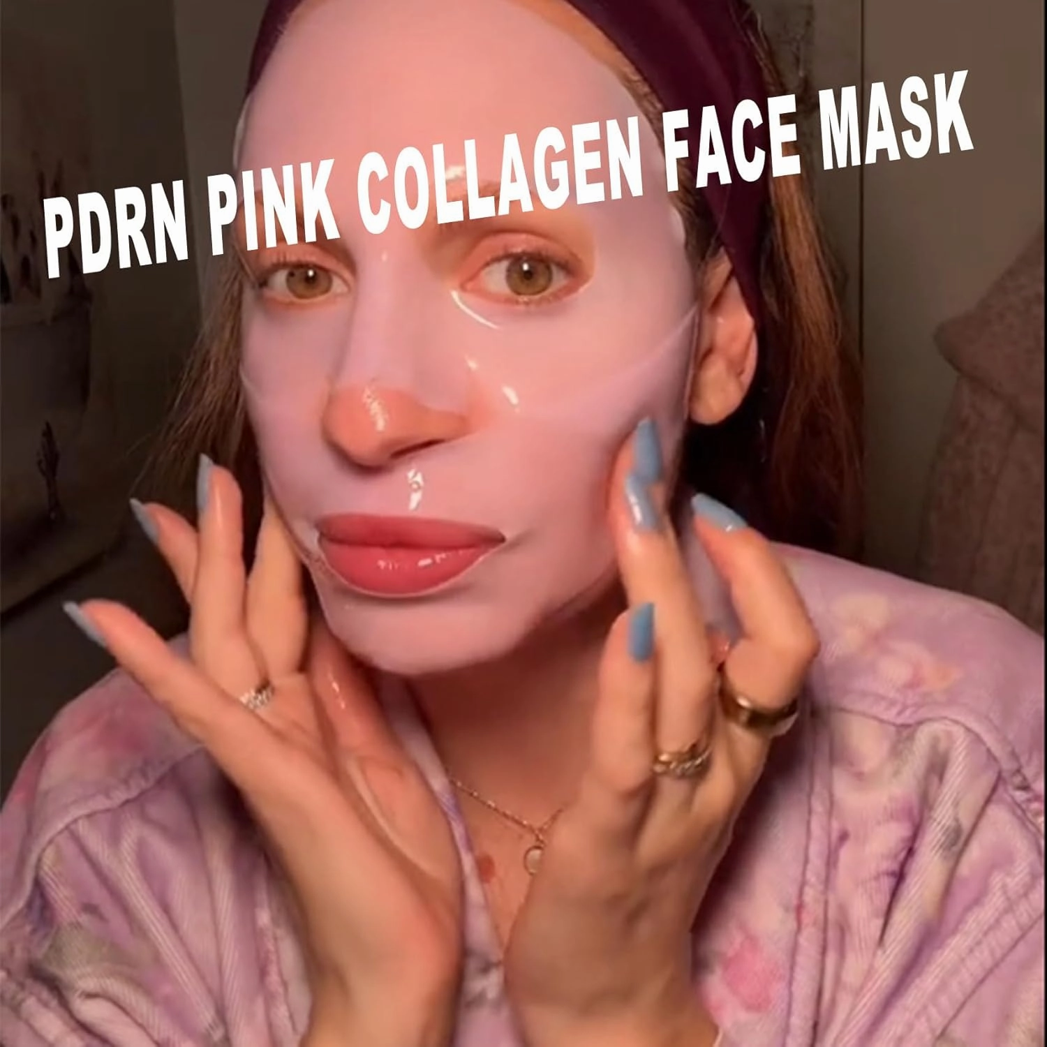 Youth PDRN Pink Collagen Face Mask - Just Use It Once A Week, Youth PDRN Pink Collagen Gel Mask, Hydrating & Pore Minimising Mask, For Glass Glow Skin Elasticity Improvement, Hydrating (8Pc/2 Boxes)