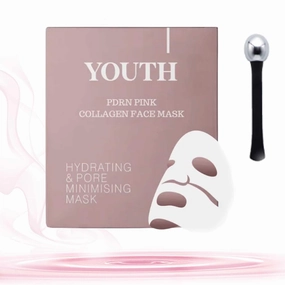 YOUTH PDRN Pink Collagen Face Mask, Youth Salmon Pdrn Pink Collagen Gel Mask, YOUTH PDRN with Salmon DNA For Glass Glow Skin Elasticity Improvement, Hydrating (34gx4ea)