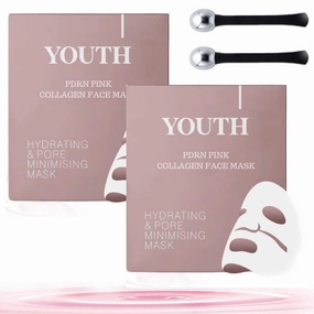 YOUTH PDRN Pink Collagen Face Mask, Youth Salmon Pdrn Pink Collagen Gel Mask, YOUTH PDRN with Salmon DNA For Glass Glow Skin Elasticity Improvement, Hydrating (34gx8ea)
