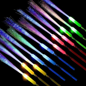Zhanmai 24 Pieces Upgraded Glow Fiber Wands Sticks LED Light Fiber Optic Wands LED Flashing Glow Sticks Bulk for 4th of July Wedding Party Favors